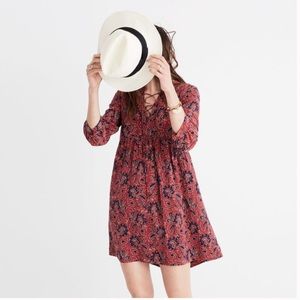 NWOT Madewell silk babydoll dress asam floral XXS